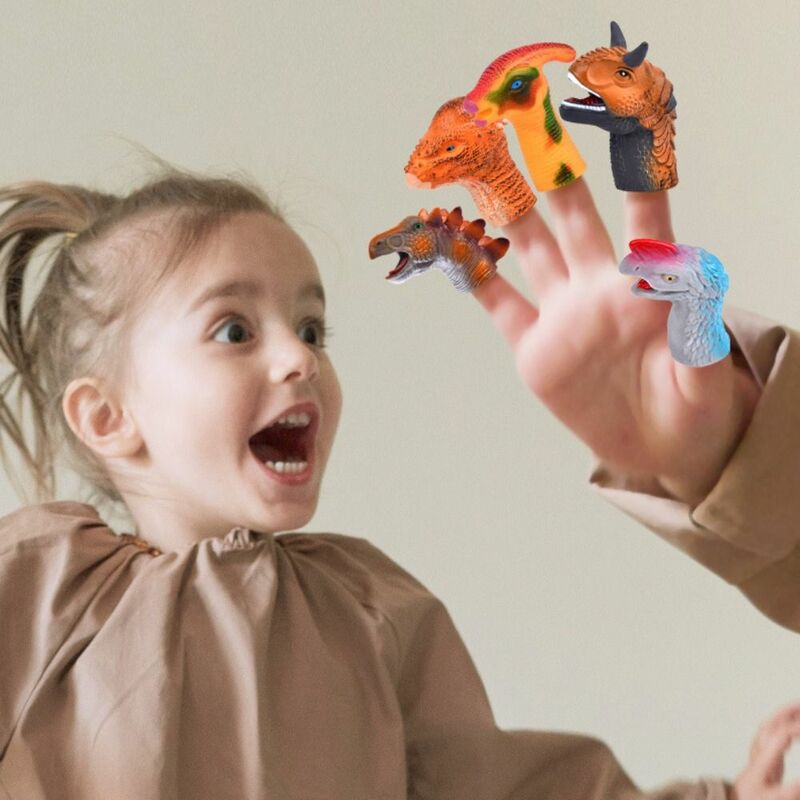 Bunte Mini Tier Handpuppe Sicherheit pädagogische Spielzeug Dinosaurier Finger puppe Beißring Kau spielzeug erzählen