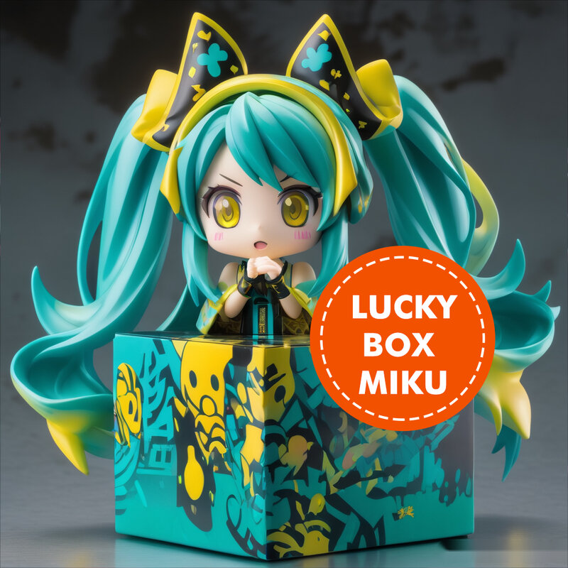 Hatsune Mirai prezent przynoszący szczęście pudełko Miku tajemnicze pudełko figurka Anime figurka figurka pudełko z niespodzianką szczęściarza lalka Model szczęśliwym zabawkowy Model