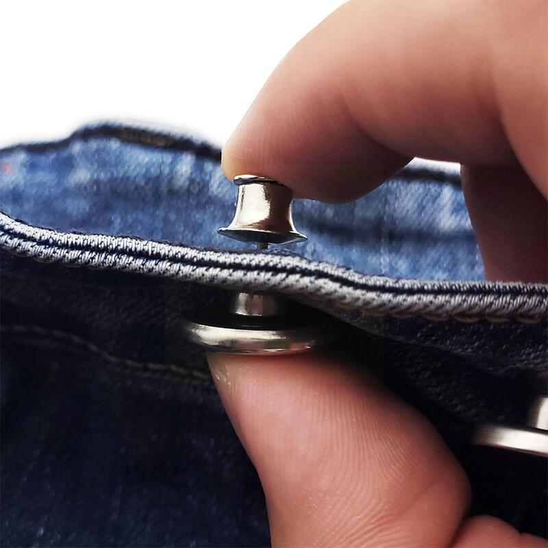 1 buah kancing Jeans pinggang kuku tanpa jahit, celana pinggang dapat disesuaikan Aksesori perpanjangan pinggang Pakaian B C3T5