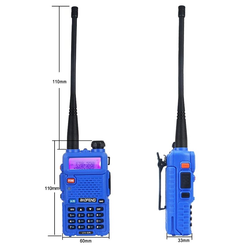 Baofeng-UV-5R Dual Band Walkie Talkie, VHF 136-174MHz, UHF 400-520MHz, 128CH, 5W FM, rádio portátil em dois sentidos com fone de ouvido