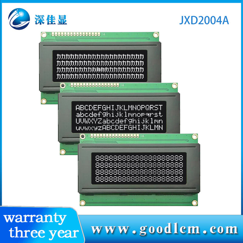 2004 حرف LCD 20x 4lcm وحدة LCD VA الأحرف البيضاء على خلفية سوداء 5Vor3V HD44780 تحكم أو ST7066 أو AIP31066
