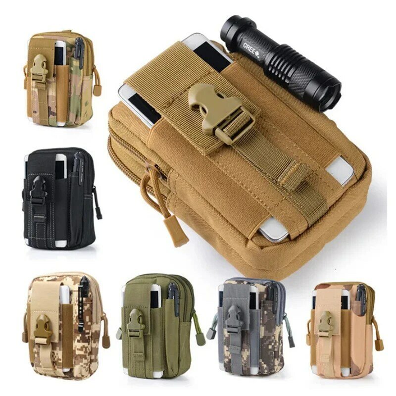 Men Tactical Molle Pouch Belt Waist Pack Bag Phone Pocket Military Waist Fanny Pack Running Pouch Travel Camping Bags Soft Back