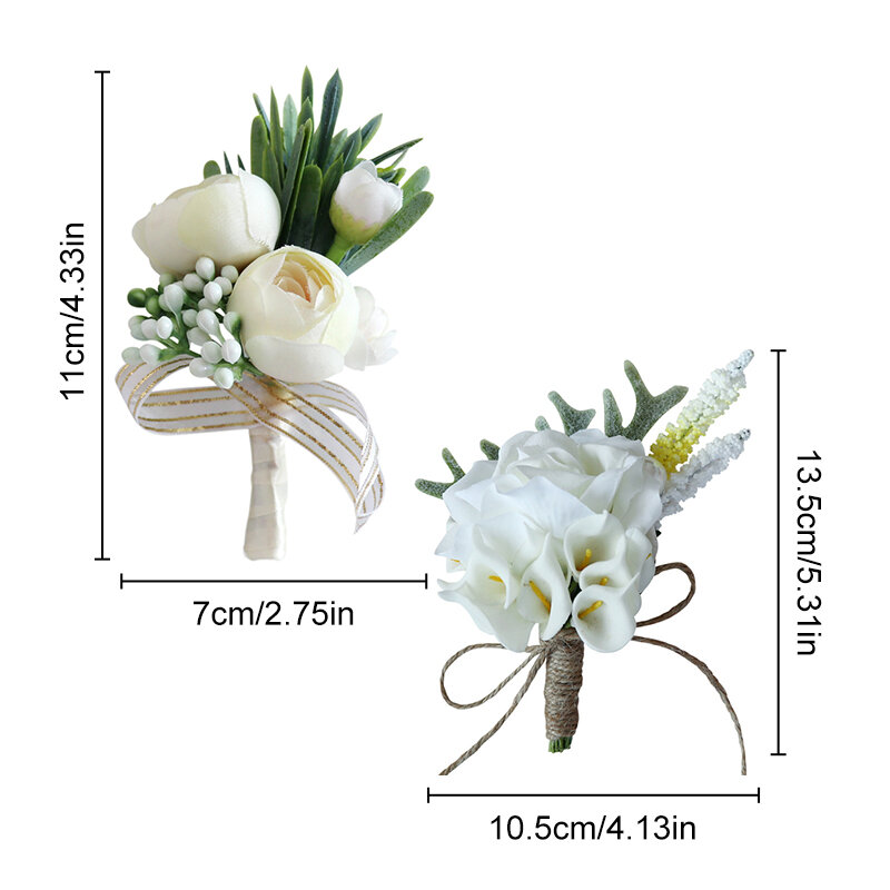 Boutonnieres Flowers Artificial Camellia Silk Ivory Corsage Buttonhole Groomsmen Boutonniere For Men Wedding Party Accessories