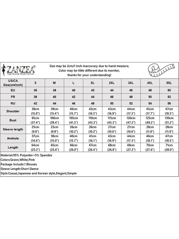ZANZEA 여성용 캐주얼 루즈 기하학 프린트 블라우스, 반팔 셔츠, 라운드넥 상의, 튜닉 패션, 심플한 블라우스, 2024 여름