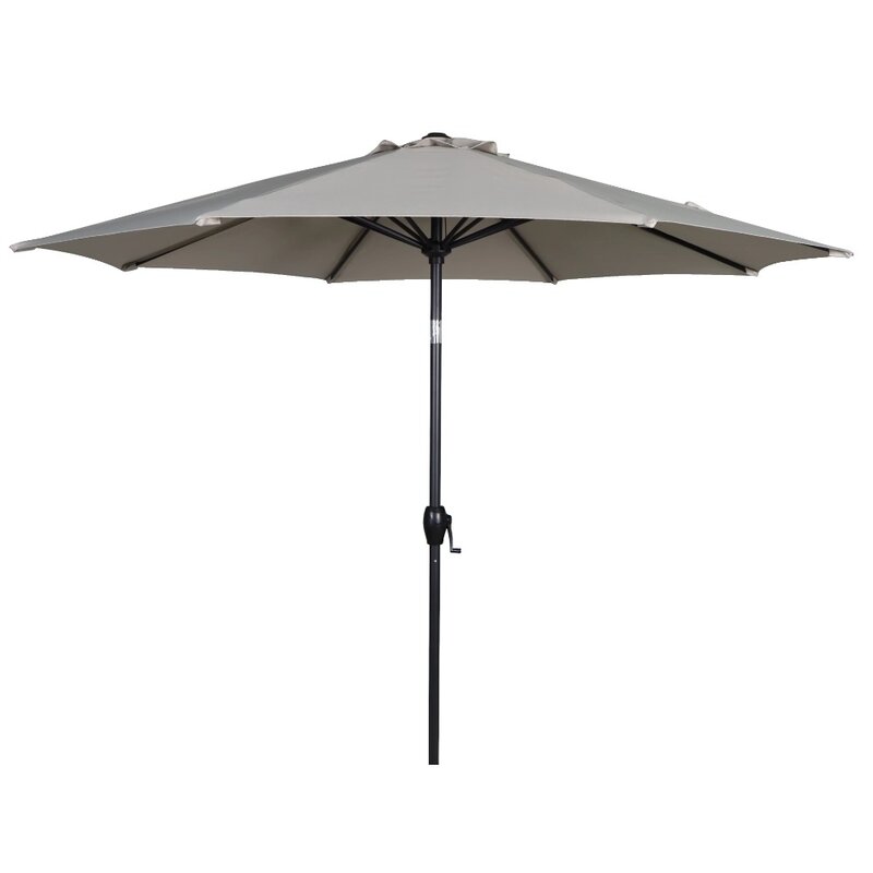 Marché inclinable extérieur rond en pierre, parapluie avec manivelle, 9 pieds