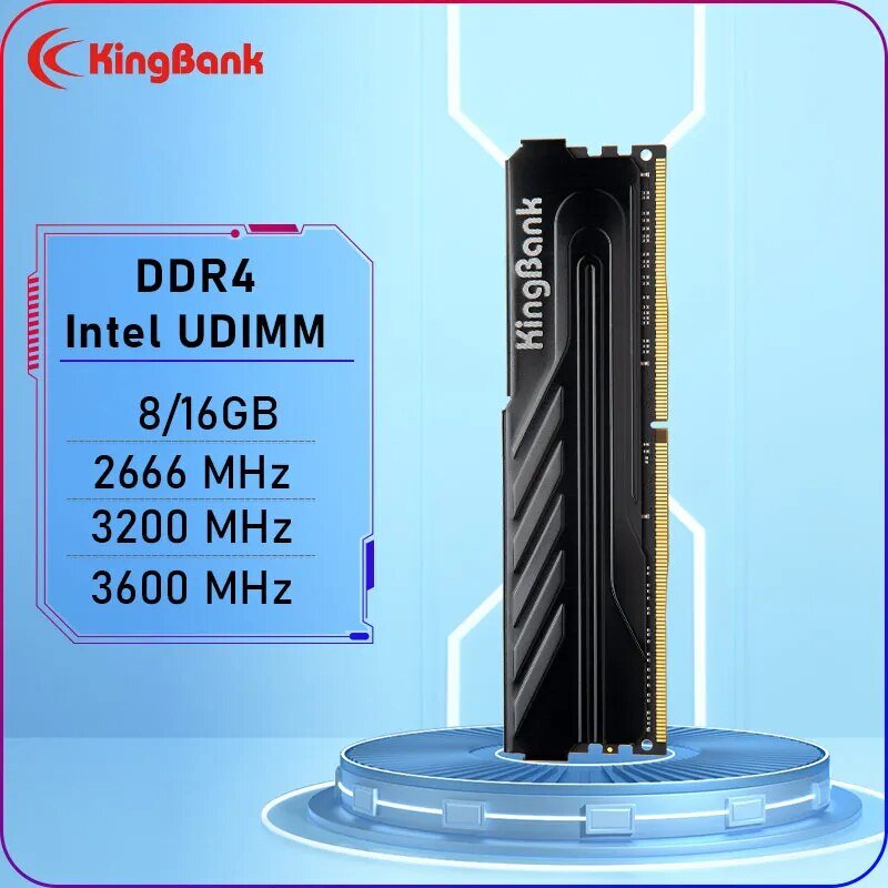 KingBank Intel Dissipador de calor Ram DDR4 8GB 16GB 2666MHz 3200MHz 3600MHz XMP Desktop Memória Suporte Motherboard DDR4