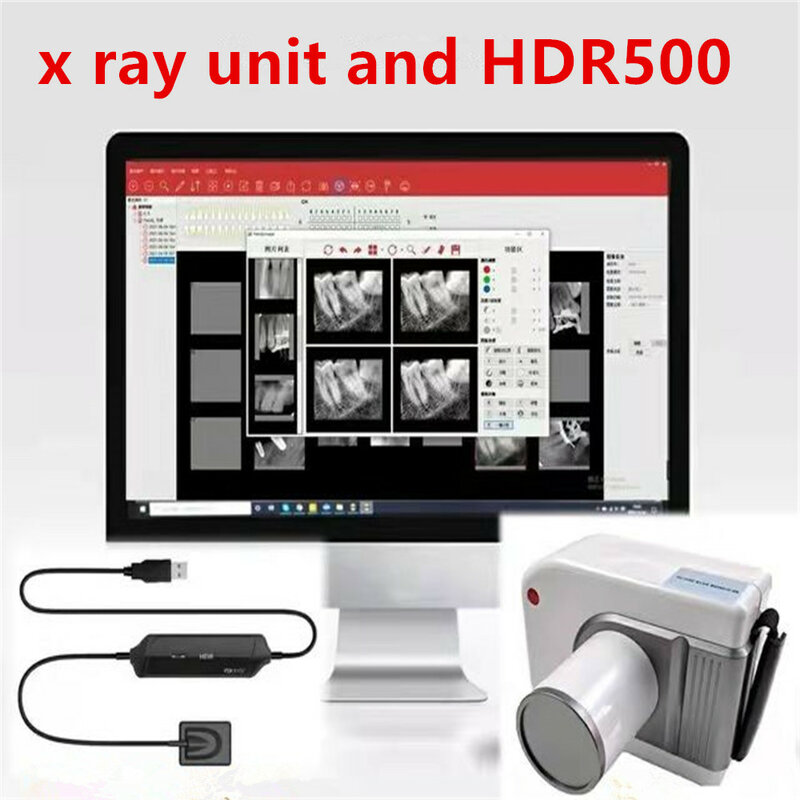 مجموعة كاملة المحمولة الأسنان X آلة الأشعة مع الاستشعار HDR 5000A USB HD صورة معدات Denstist الاستخدام البيطري