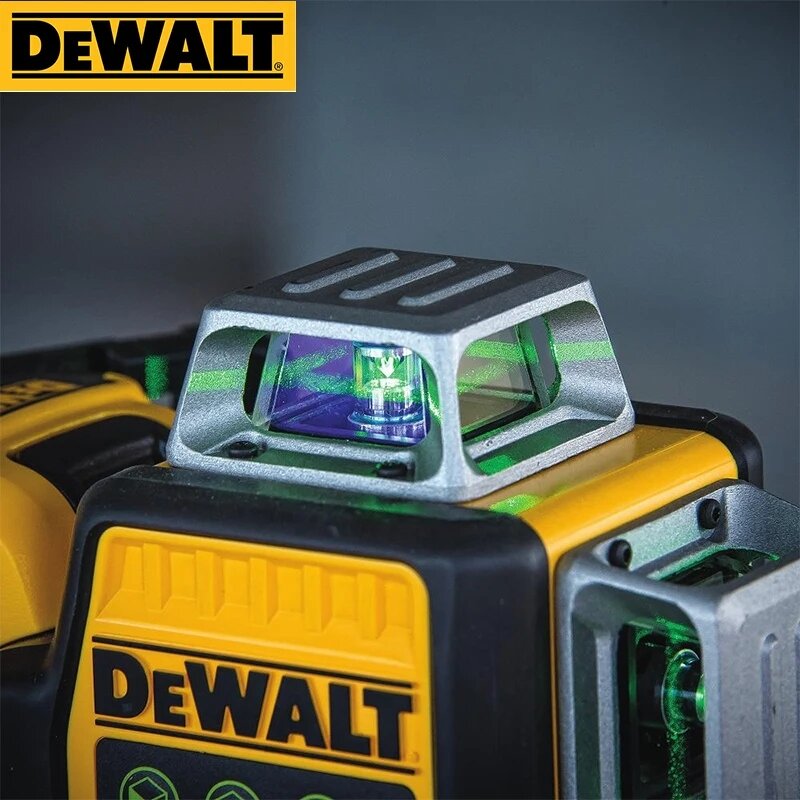 Dewalt-Vertical Horizontal Luz Verde Laser Nível Medidor, 3 Lados, 360 Graus, 12 Linhas, 12V Bateria, ao ar livre