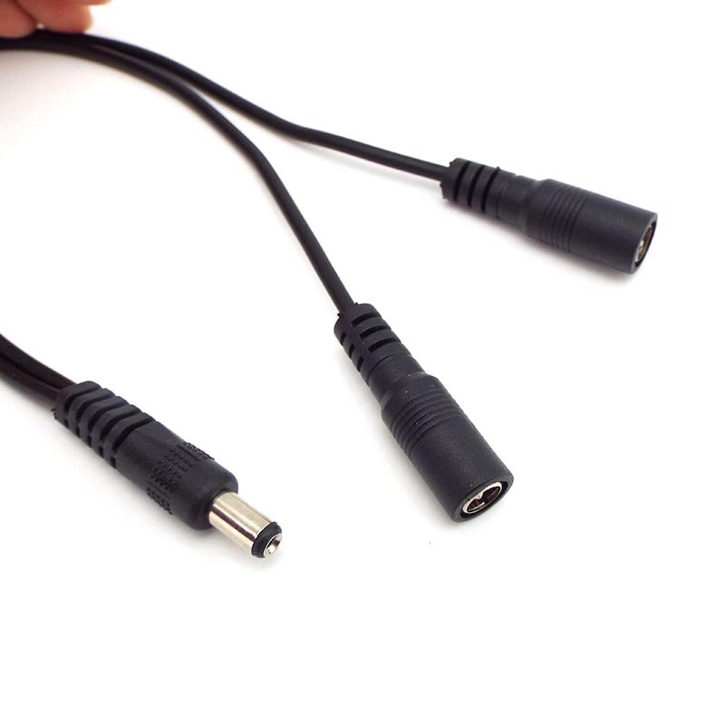 1 męski na 2 żeńskie złącze wtykowe wtyczka DC kabel rozdzielacza mocy na listwa oświetleniowa LED CCTV zasilacz 5.5mm * 2.1mm Adapter