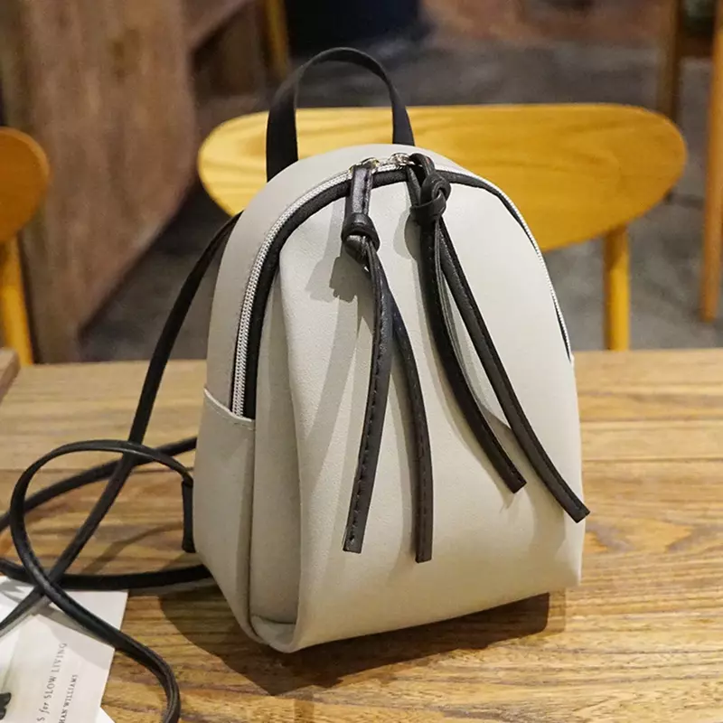 Мини-рюкзак из искусственной кожи женская маленькая сумка на плечо с кисточкой на молнии женский кожаный школьный рюкзак сумка для девочек-...