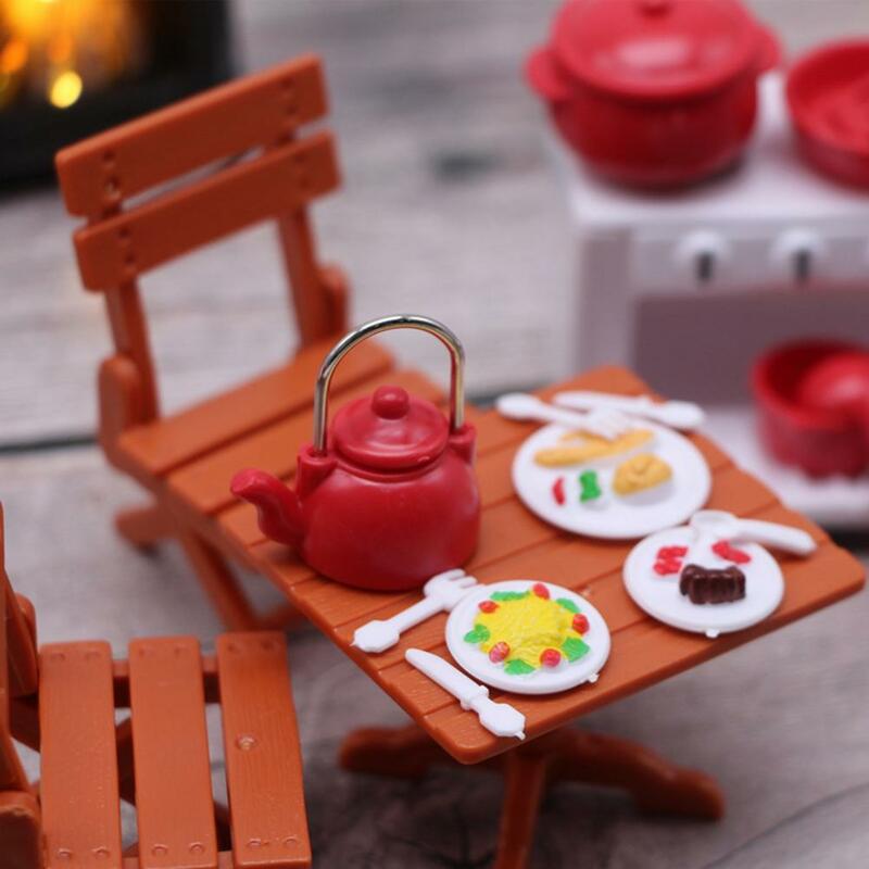 Miniatura Dollhouse Móveis para Crianças, Acessórios de Role Play, Conjuntos de Cozinha Encantadora, Panelas, Utensílios para Assar