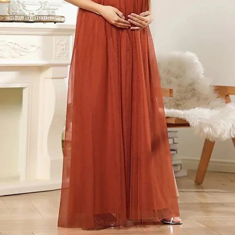 Elegant Maternity Gown Pregnancy Evening Dresses V Neck Solid Pregnant Prom Dress Baby Shower Mom Photography Clothings