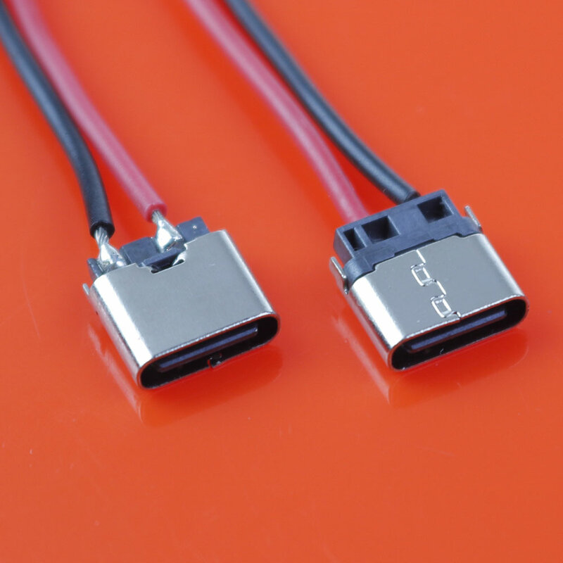 JCD 1 szt. Micro gniazdo USB 3.1 typu C 2Pin 2P drut spawalniczy złącze żeńskie proste do z ładowaniem telefonu komórkowego gniazdo ładowania portu