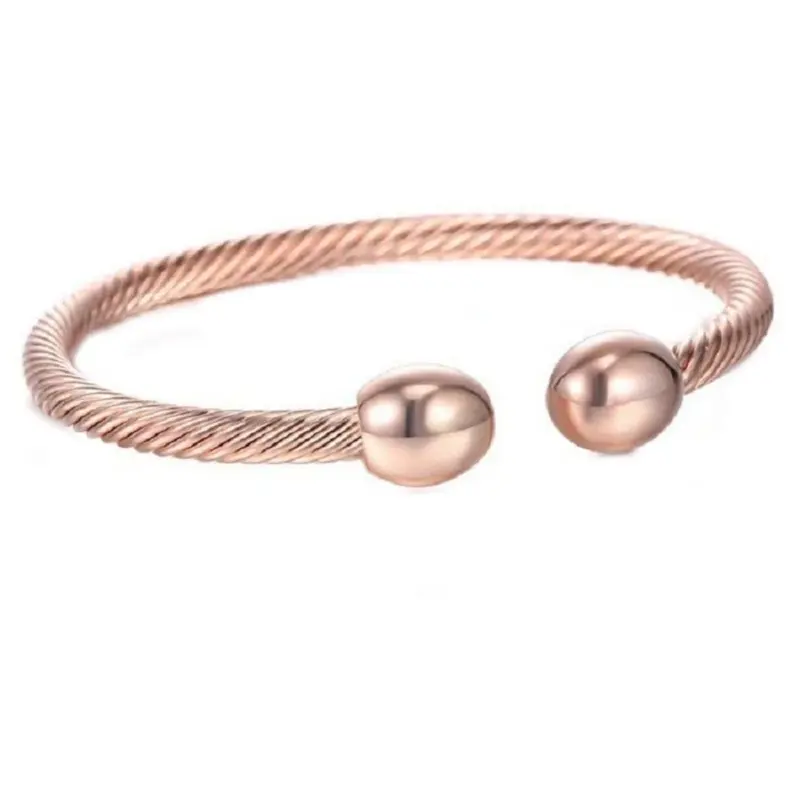 Fashion Personality Copper Metal Cable Braided Magnetic Bracelet Bangle Helps Blood Circulation Relieve Pain Men Healthy Jewelry