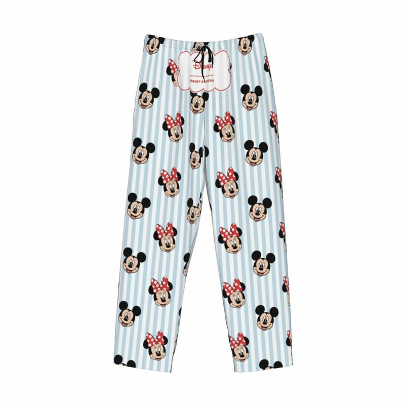 Celana piyama motif kustom untuk pria, piyama Mickey Mouse animasi TV Amerika, bawahan tidur dengan saku