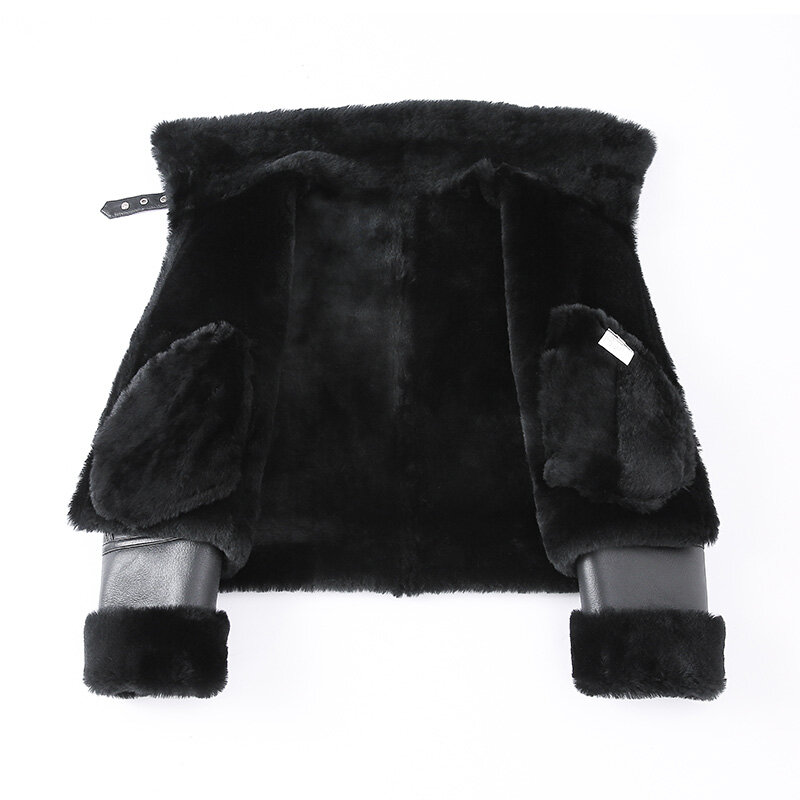 신제품 레이디 정품 양피 재킷 7944B, 두껍고 따뜻한 양털 안감 바이커 패션 모토 오버코트 2022