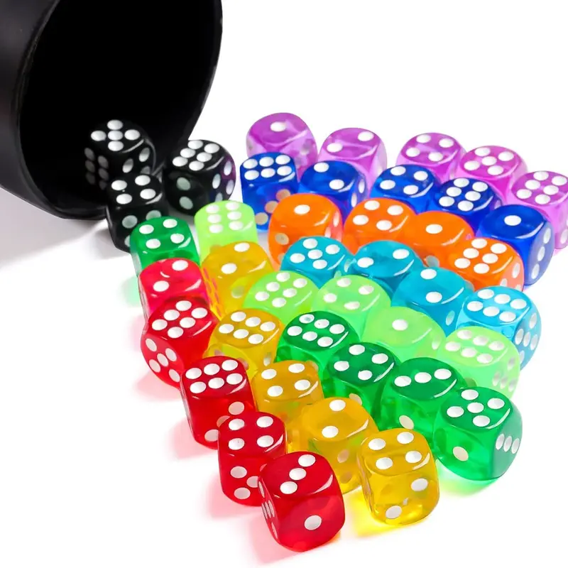 Nowe 100 sztuk/zestaw 12mm D6 kostki wielokolorowy, przezroczysty kolorowe akrylowe zaokrąglone krawędzie 6-stronne kości do płyta stołu gry Drink Party DND