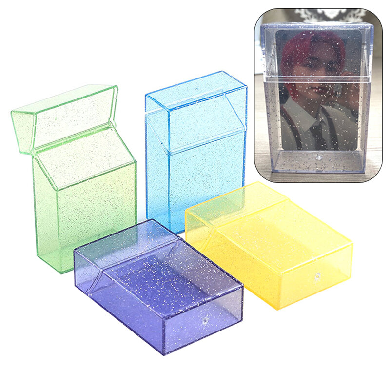 3 Inch Transparent Storage Box Kawaii Stationery Blingbling Photo Card Holder Box Case Container Idol Albumes Photo Storage Box
