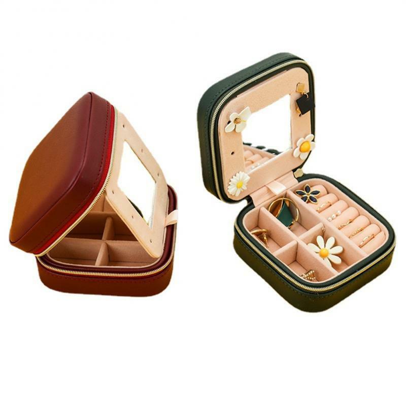 Boîte de rangement Portable en cuir, organisateur de bijoux créatifs, boîte de rangement de bijoux Portable en cuir, boucles d'oreilles, bague, affichage d'emballage, boîte de rangement de bijoux