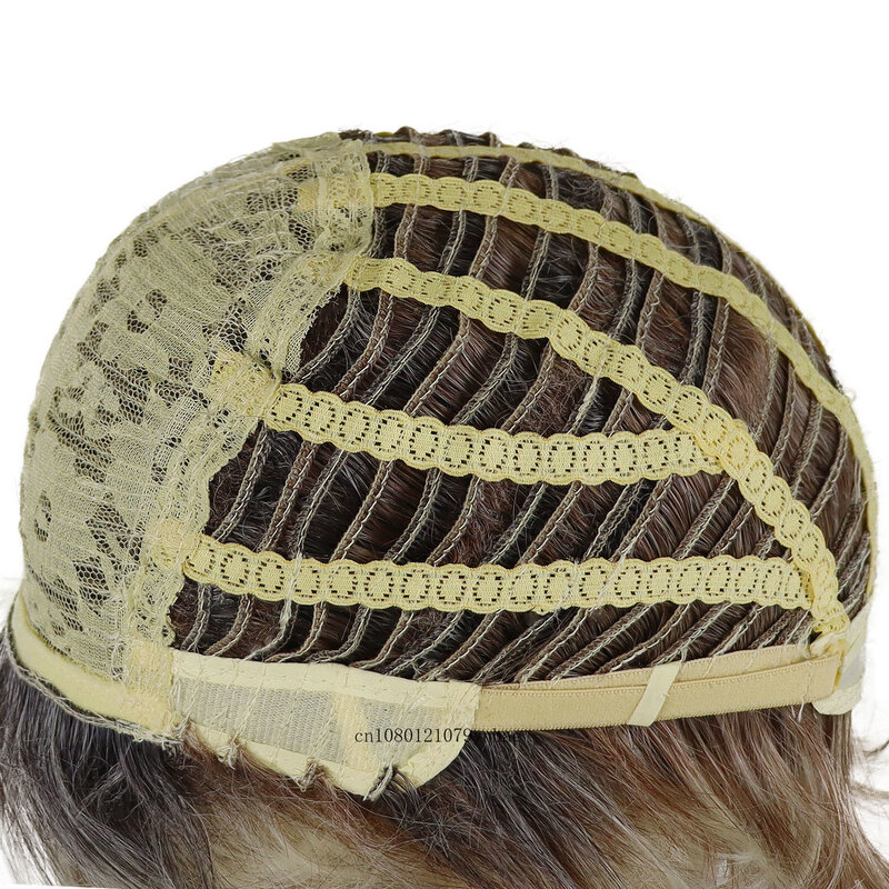 Parrucche bionde corte Ombre parrucca rimbalzante per capelli sintetici con frangia per uomo fibra resistente al calore Costume da festa quotidiano dall'aspetto naturale