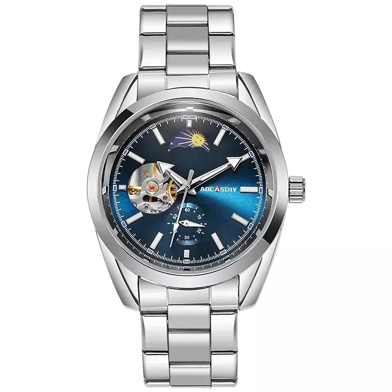 남성용 야광 방수 스틸 밴드 쿼츠 시계, 캘린더 포함, 심플한 스포츠 비즈니스 시계, 고급 손목 시계