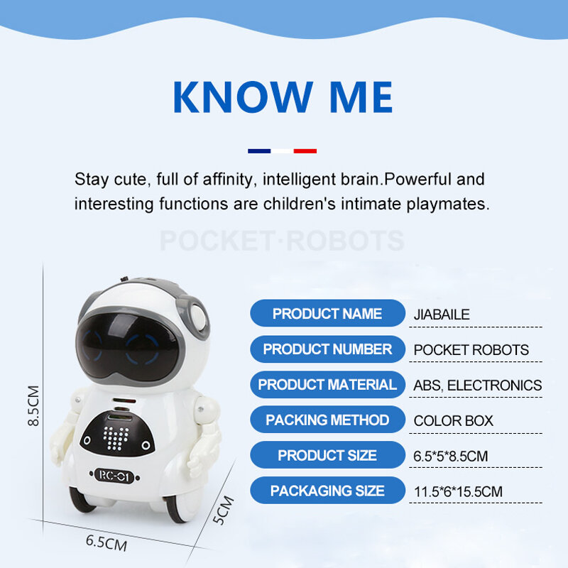 English 939A Pocket Robot Talking Interactive Dialogue Speech Recognition Record Singing Dancing Telling Story Boy Girl RC Toys