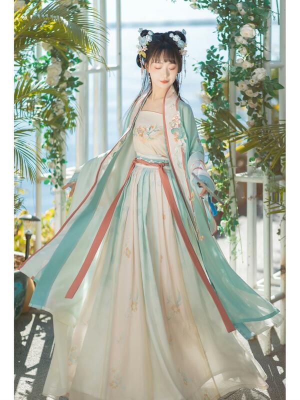 Hanfu traditionnel chinois amélioré pour femmes, cosplay élégant, style financier, danse folklorique de la dynastie des chansons, robe de fille dégradée