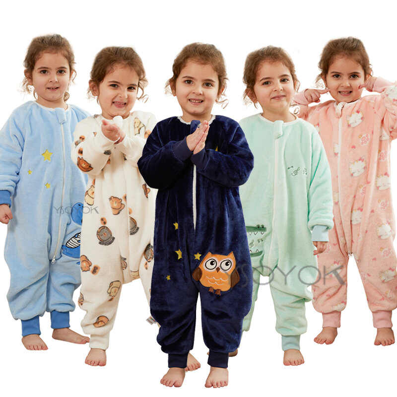 겨울 크리스마스 어린이 잠옷 침낭 롬퍼, 남아와 여아용 원피스 수트, 가정 착용, 1-6 세