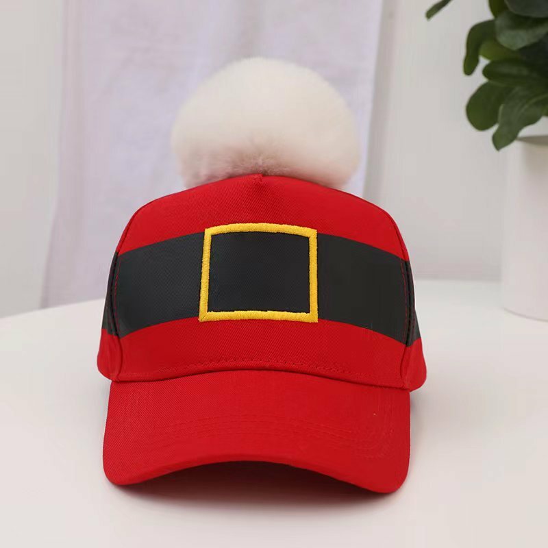 Christmas Hat Baseball Cap with Hairball Pom Pom Hats Outdoor Sports Snapback Adjustable Hats For Men Women Gorras