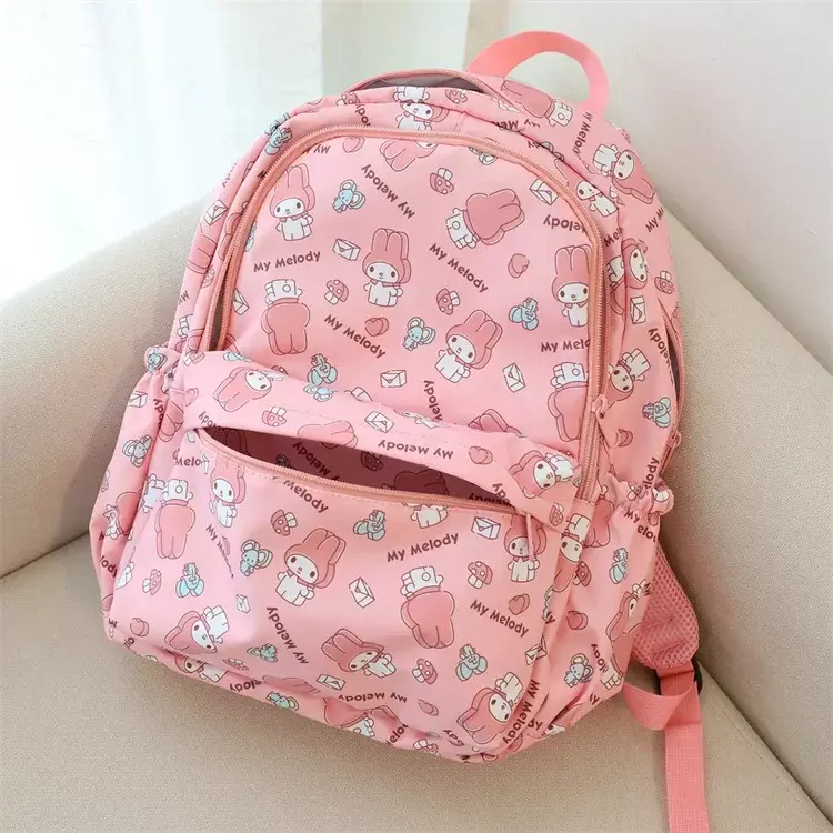 Sacos escolares de grande capacidade para estudantes, Mochila, Hello Kitty, Sanrio, Kuromi Bookbag, mochila portátil dos desenhos animados