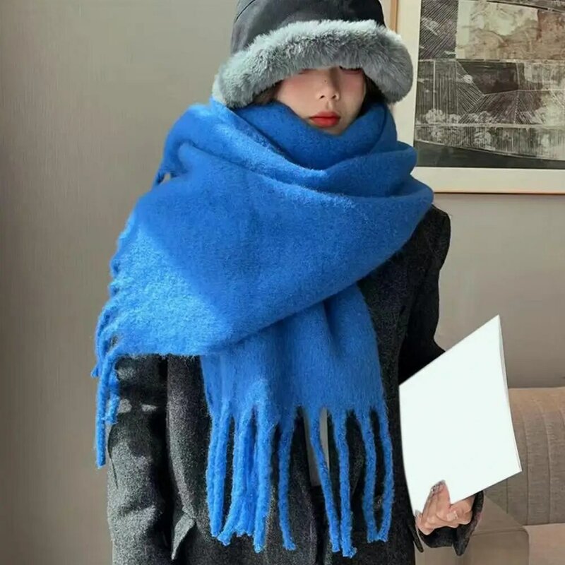 Термо-шарф уютный зимний шарф, утолщенный ветрозащитный стильный шарф на шею для женщин, женский широкий шарф