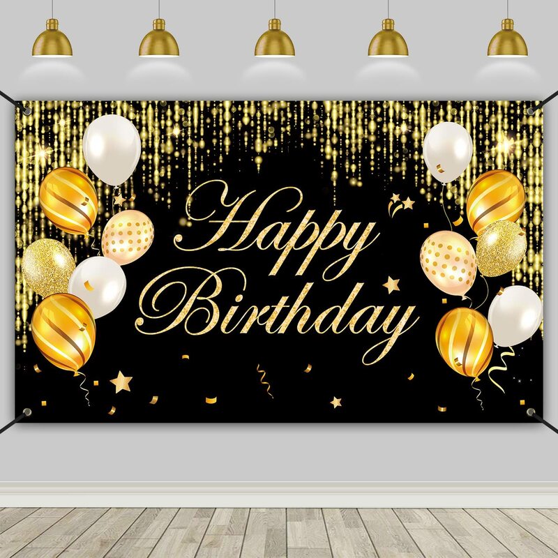 2022 New Birthday Banner, Happy Birthday Background, Indoor Outdoor Party Decorations Banner DIY Photography Backdrop Photo