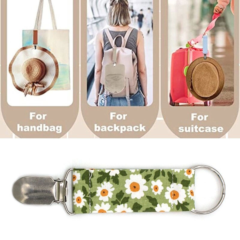 Huthalter-Clip mit Blumenmotiv, für Tasche, Rucksack, Gepäck, Hutbefestigung, Hutclips für Reisen, Handtasche, Huthalter-Clip