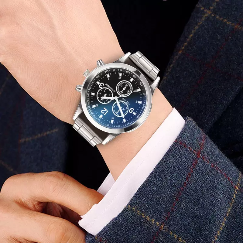 Kegllect-Quartz Watch for Men, aço inoxidável, mostrador do negócio, presente