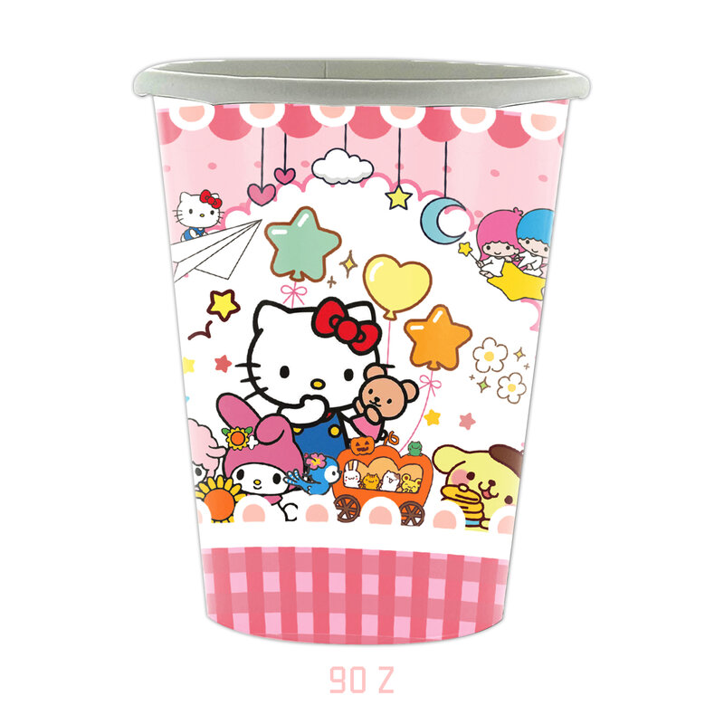 Hello Kitty Birthday Party Decorations Pink Cat Disposable tableware set for 10pepole Plates Baby Shower Girls Favors Supplies