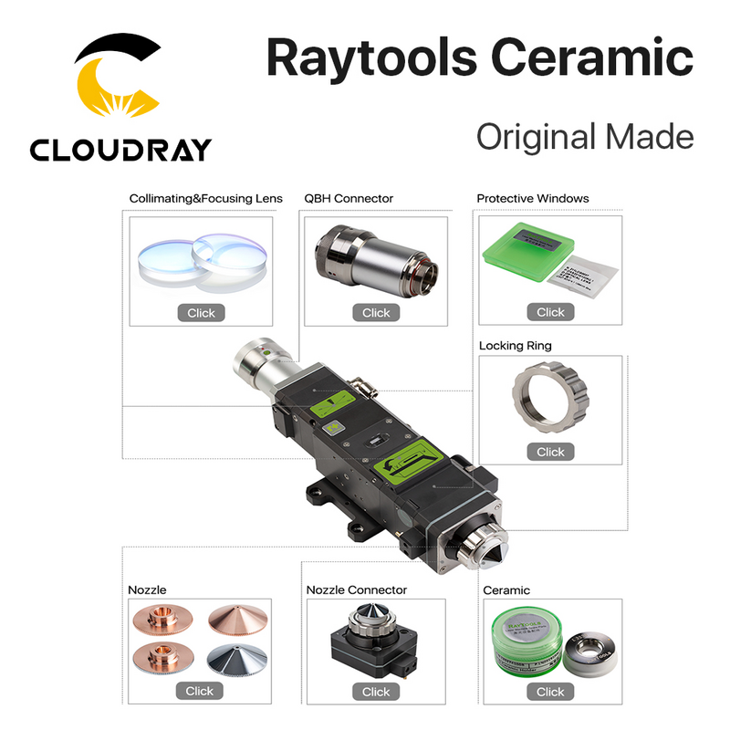 Cloudray-Soporte de boquilla para Raytools, cabezal de corte láser de fibra, diámetro de 32mm, hecho a mano, Original