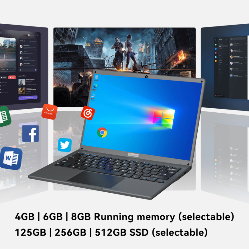 Adreamer LeoBook 13 Laptops 13" Intel Celeron for Student N4020 8G 1T SSD WiFi PC Office School Notebooks Windows 10 Netbook