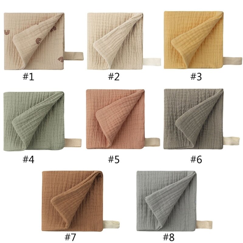 23x23cm Muslin Baby Washcloths with Strong Absorbent 8 Colors Face Towels