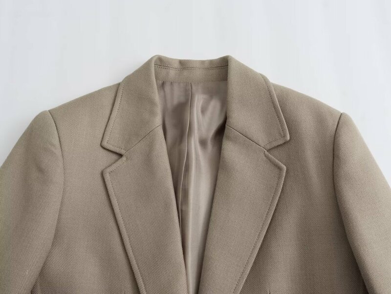 Casaco de terno de manga comprida de um botão feminino, blusa chique retrô, decoração de bolso flip, casual, nova moda, 2022