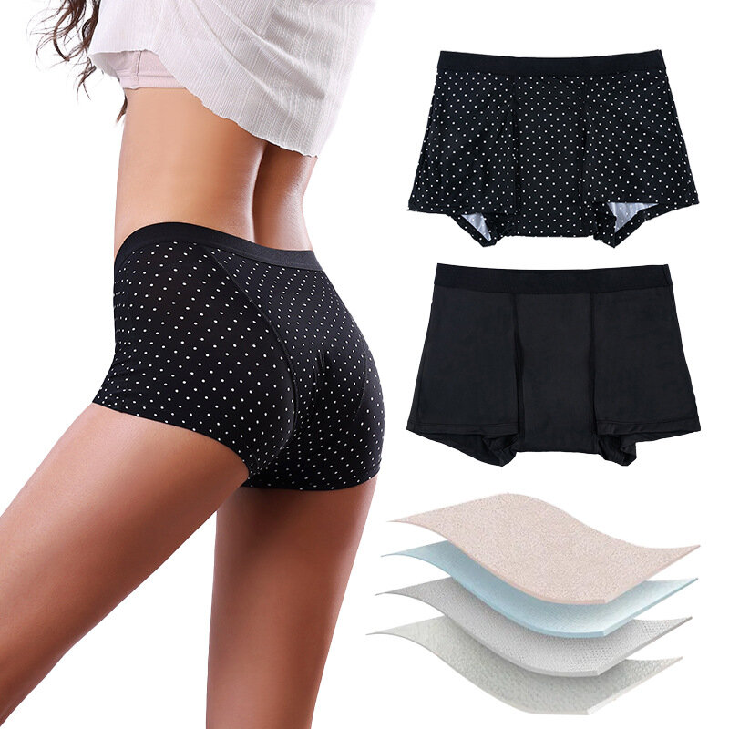 Celana dalam wanita, celana dalam periode menstruasi, celana pendek katun untuk wanita, celana olahraga fisiologis 4 lapisan, celana fisiologis anti bocor