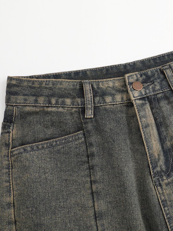 GIBSIE-بنطال جينز عريض الأرجل للنساء في الولايات المتحدة الأمريكية ، بنطلون جينز عالي الخصر ، ملابس شارع فضفاضة مغسولة ، القيام بالشارع القديم ، مقاس كبير ،