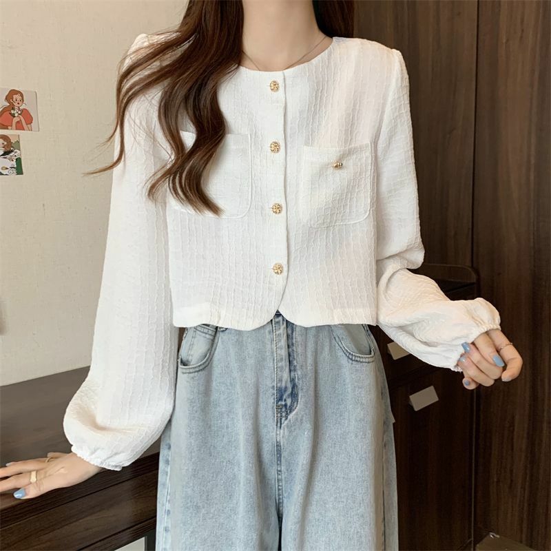 Early Autumn New Classic Style Short Shirt Long Sleeve Women's Clothing Loose Design Niche Shirt Thin Chic Top