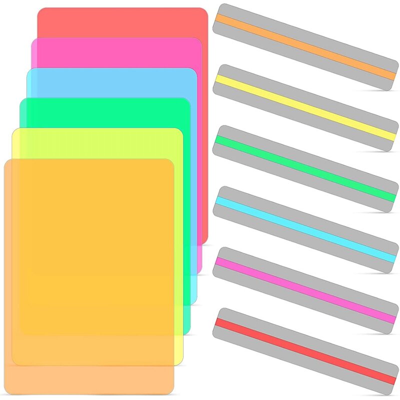 Conjunto de tiras de plástico para leitura, conjunto de 12 peças, colorido, sobreposições, ferramentas de correção, iluminação, filtro, marcador