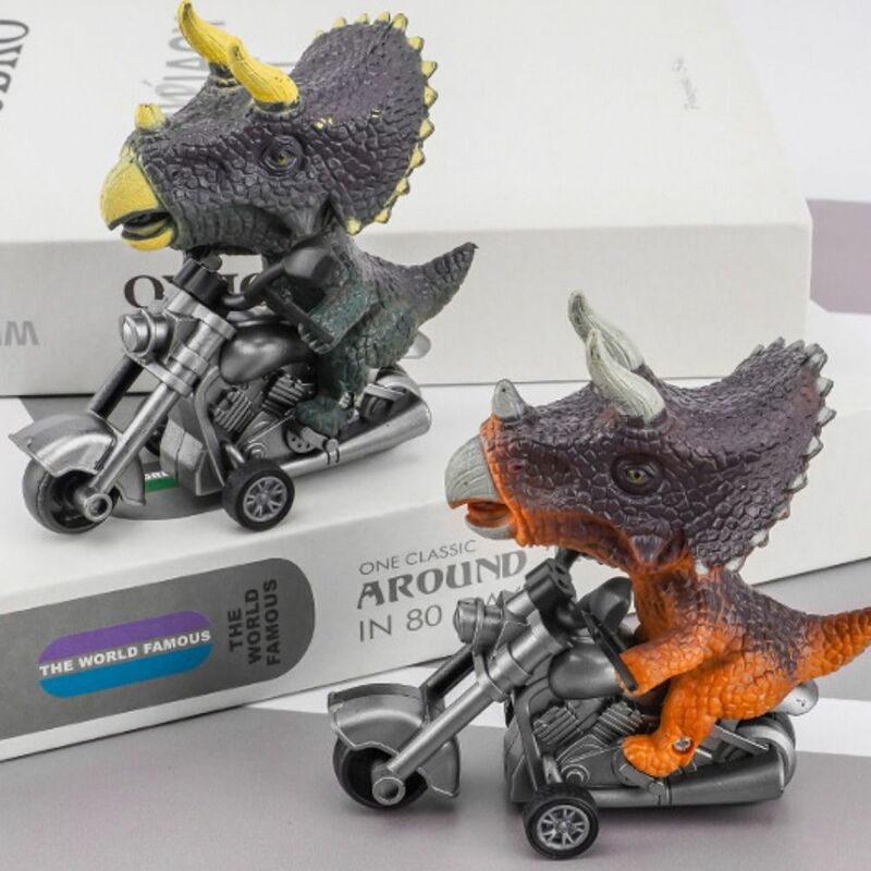 Jazda motocyklem imitacja dinozaura zabawka motocykl zwierzęta samochód z napędem Pull Back bezwładność motocykl Model dinozaura PVC