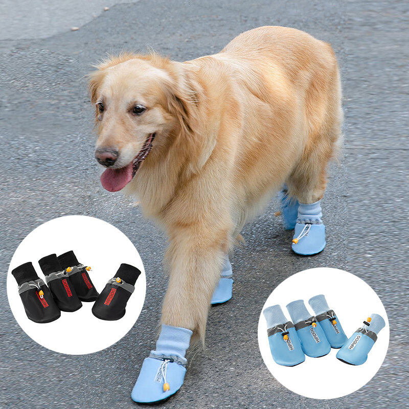 Zapatos de PU para mascotas, botines resistentes al agua, para exteriores, color negro