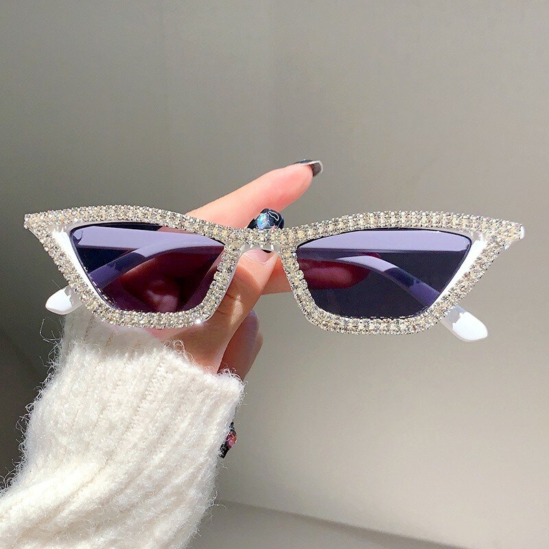 2023 modna osobowość mała ramka kocie oko zestaw trójkątny z diamentowymi okularami przeciwsłonecznymi luksusowej marki designerskie okulary przeciwsłoneczne dla kobiet