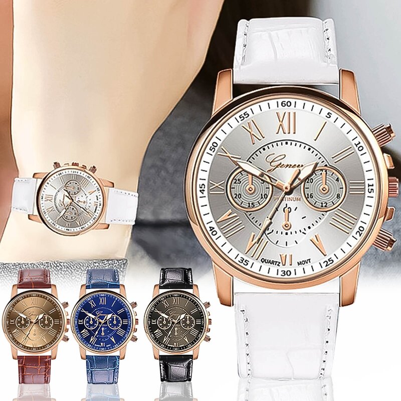 นาฬิกาควอทซ์สายหนังลำลองดูเรียบง่ายประณีตลำลองธุรกิจนาฬิกา unisex Life กันน้ำเครื่องประดับเสื้อผ้า