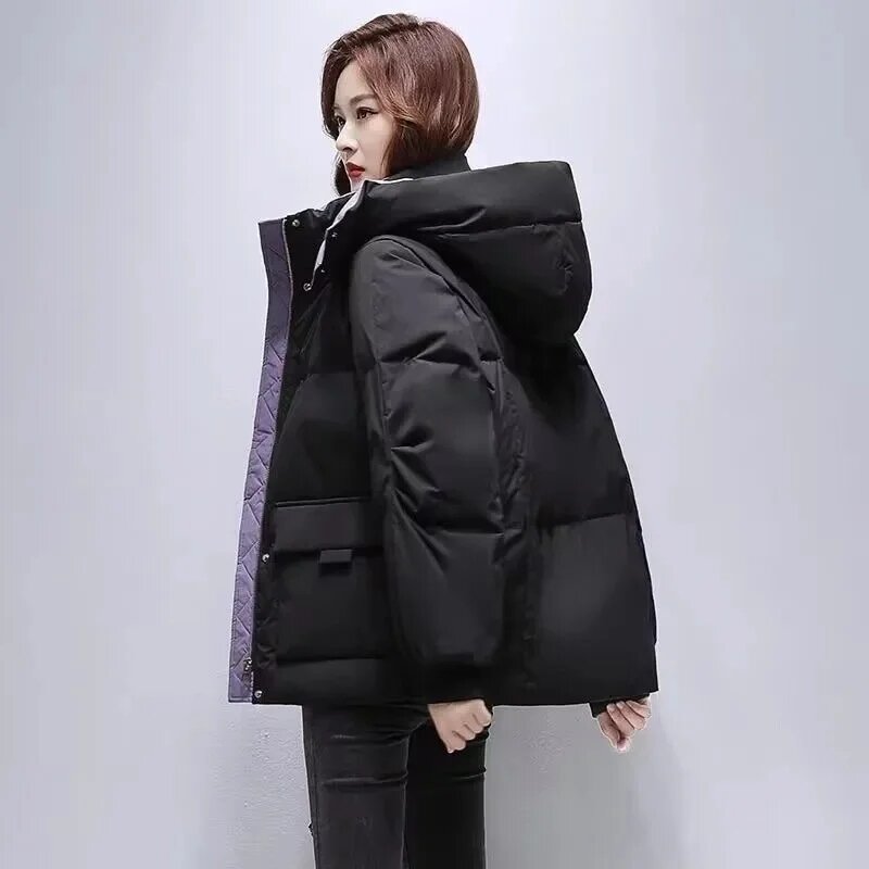 Jaqueta feminina acolchoada de algodão de alta qualidade, casaco quente, Parkas coreano, outwear feminino curto, roupa de pão de inverno, nova