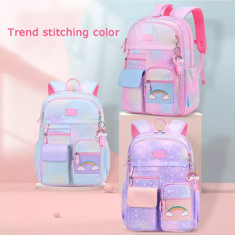 Primary School Backpack Cute Colorful Bags for Girls Princess School Bags Waterproof Children Rainbow Series Schoolbags mochila