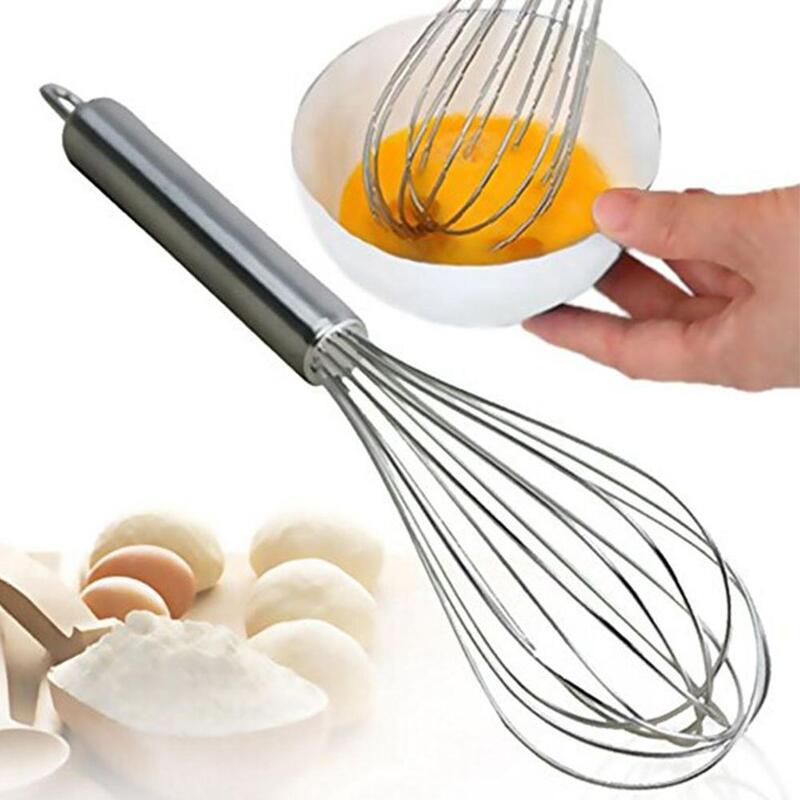 Aço inoxidável Balão Fio Whisk, Manual Egg Batedor, Cozinha Baking Utensílio, Milk Cream Butter Mixer, 8 em, 10 em, 12 em